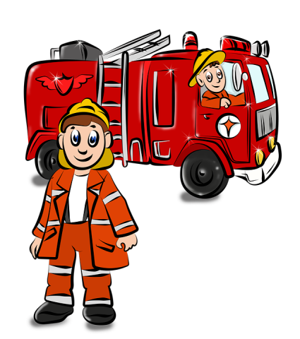 Fireman and fire truck image