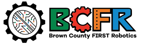 Brown County FIRST Robotics logo (Letters BCFR in green, red, yellow, and blue respectively)